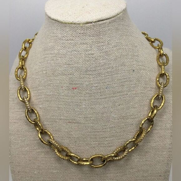 Stella & Dot Textured Oval Link Necklace 16" - Picture 1 of 6